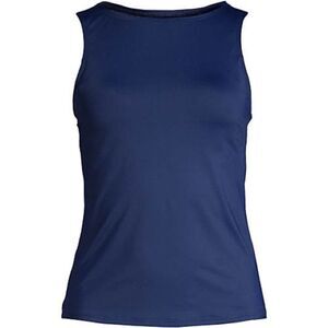 Land’s End  Textured pattern Modest high neck tankini top deep sea navy size 8